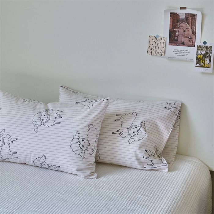 91家纺网 家纺一手货源 找家纺 窝米 2024新款全棉13370印花单品系列--枕套 羊咩咩枕套