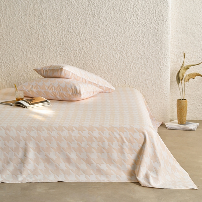 91家纺网 家纺一手货源 找家纺 小懒猪 2024新品全棉纯棉老粗布单品床单 千鸟格米