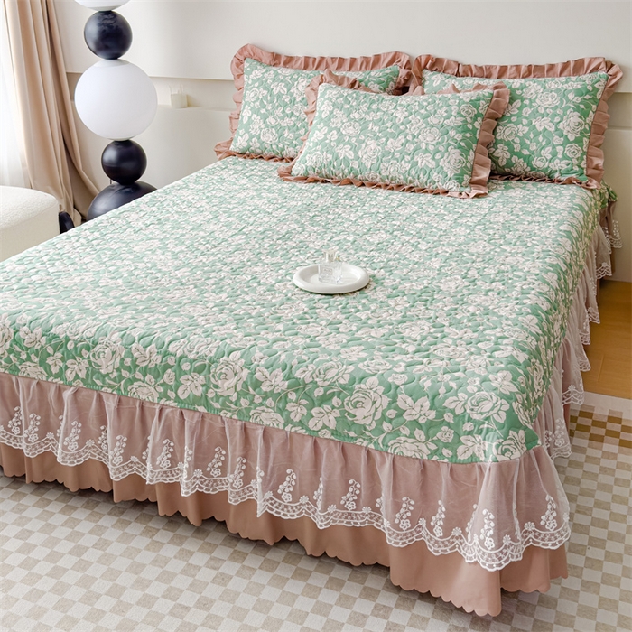 91家纺网 家纺一手货源 找家纺 金米诺 2024新款水洗棉花边夏被四件套 菲语洛