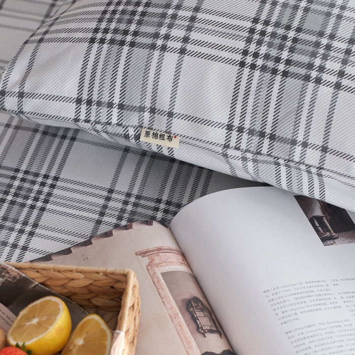 91家纺网 家纺一手货源 找家纺 小懒猪 2024新品全棉纯棉老粗布单品床单 小灰格