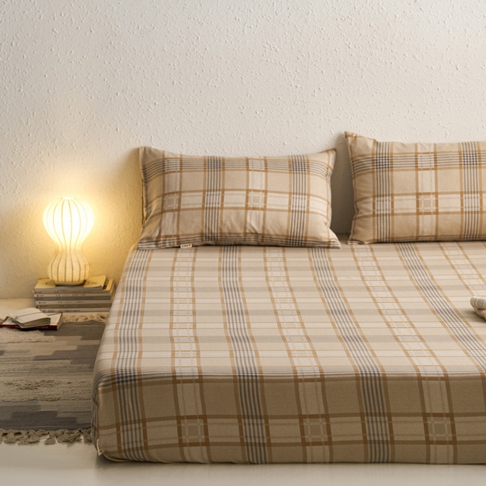 91家纺网 家纺一手货源 找家纺 小懒猪 2024新品全棉纯棉老粗布单品床笠 米格