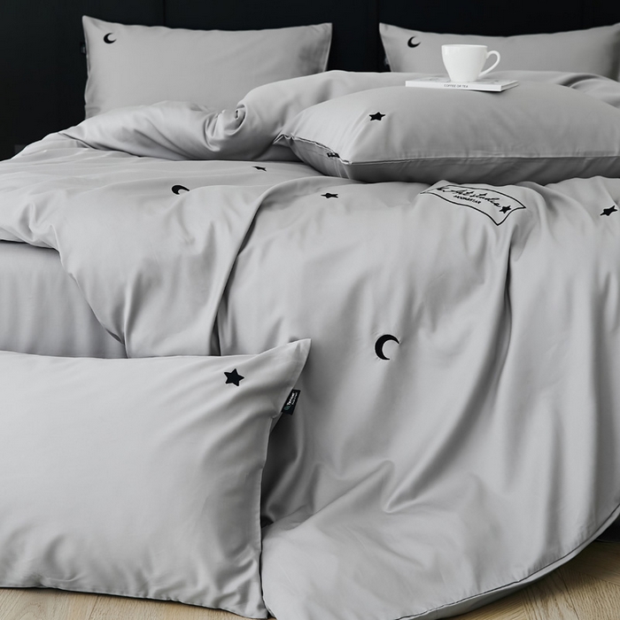 91家纺网 家纺一手货源 找家纺 荣轩家居 2024新款天丝棉刺绣四件套  星月-星愿