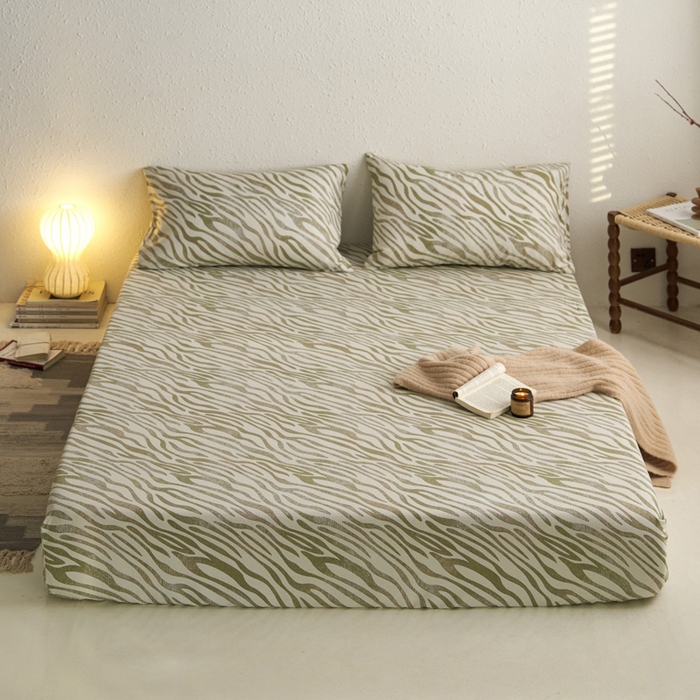 91家纺网 家纺一手货源 找家纺 小懒猪 2024新品全棉纯棉老粗布单品床笠 绿漾