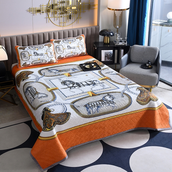 91家纺网 家纺一手货源 找家纺 爵仕家纺 2025新款A面宝宝绒B面磨毛布四季通用床盖 橘马