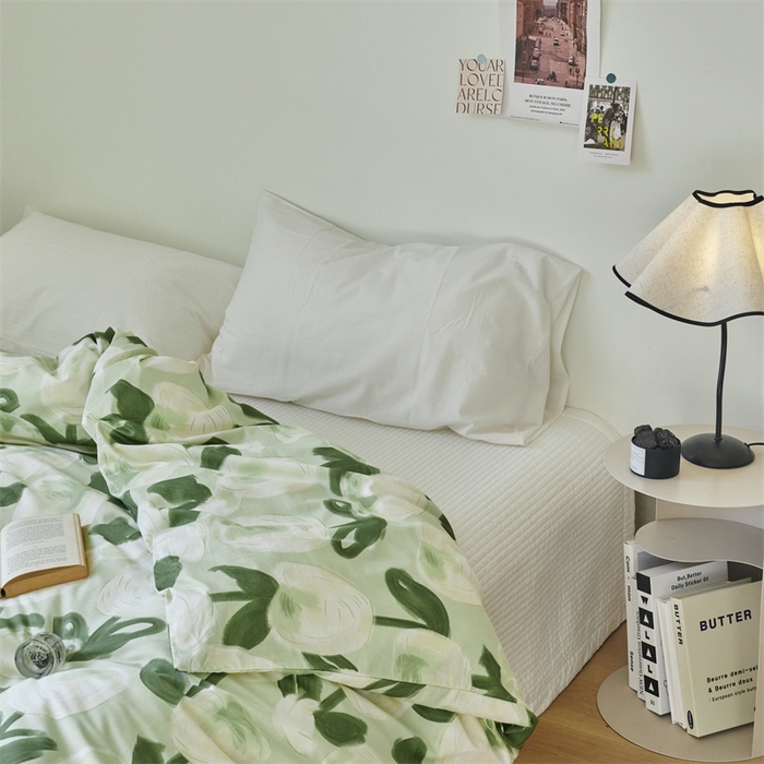 91家纺网 家纺一手货源 找家纺 窝米 2024新款全棉13370印花单品系列--被套 梨涡绿被套