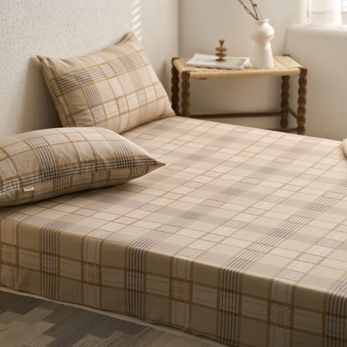 91家纺网 家纺一手货源 找家纺 小懒猪 2024新品全棉纯棉老粗布单品床笠 米格