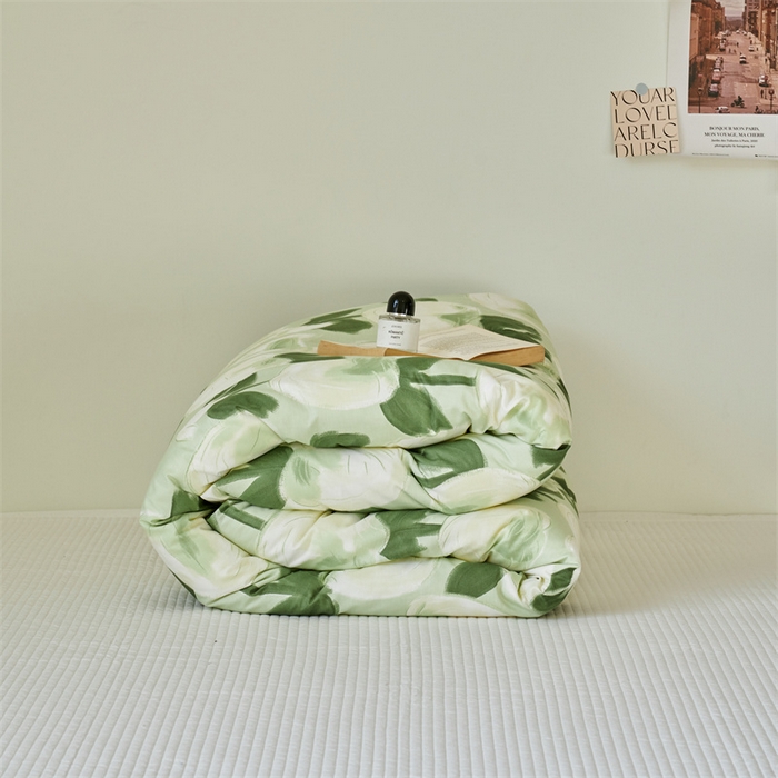 91家纺网 家纺一手货源 找家纺 窝米 2024新款全棉13370印花单品系列--被套 梨涡绿被套