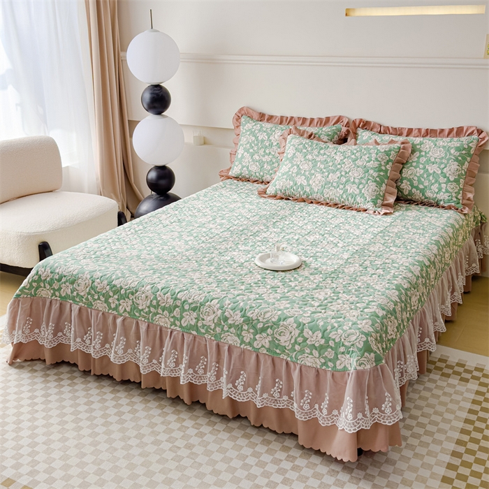 91家纺网 家纺一手货源 找家纺 金米诺 2024新款水洗棉花边夏被四件套 菲语洛