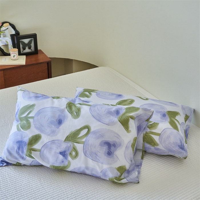 91家纺网 家纺一手货源 找家纺 窝米 2024新款全棉13370印花单品系列--枕套 梨涡紫枕套