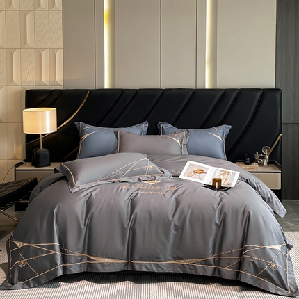 91家纺网 家纺一手货源 找家纺 （总）云雀 2025新款全棉轻奢刺绣线条款四件套