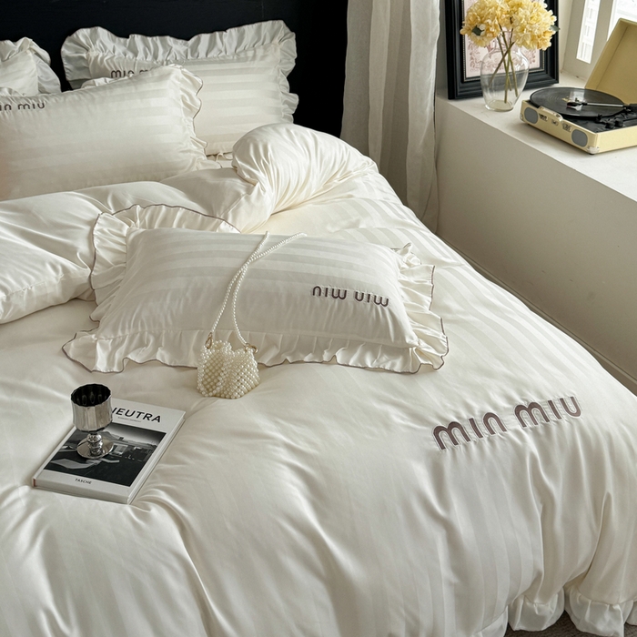 91家纺网 家纺一手货源 找家纺 （总）优悦生活馆 2024新款冰丝刺绣荷叶边四件套-秘境