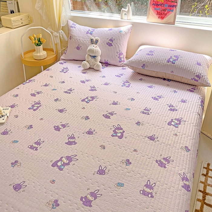 91家纺网 家纺一手货源 找家纺 澳梵家居 2024新款凉感丝软席软凉席床盖夏被四件套件 调皮兔