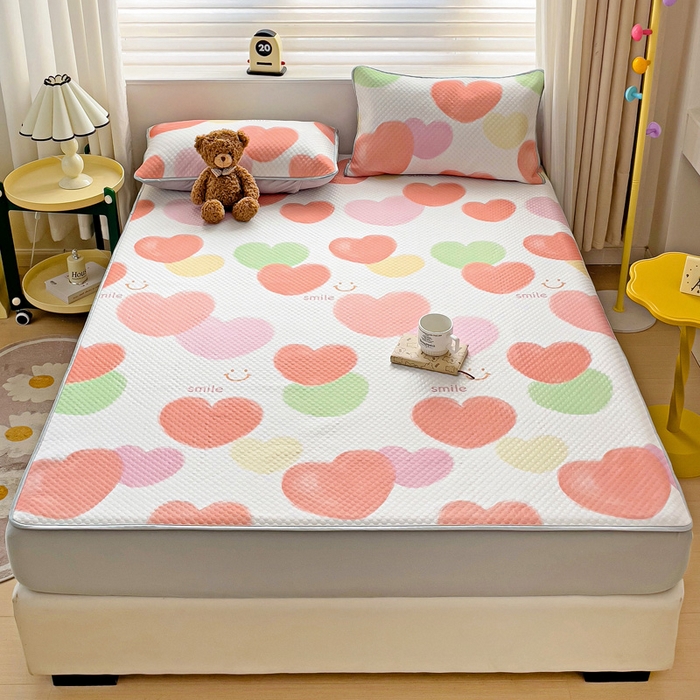 91家纺网 家纺一手货源 找家纺 大柏树 2025新款A类印花豆豆凉席 床笠款 心相印