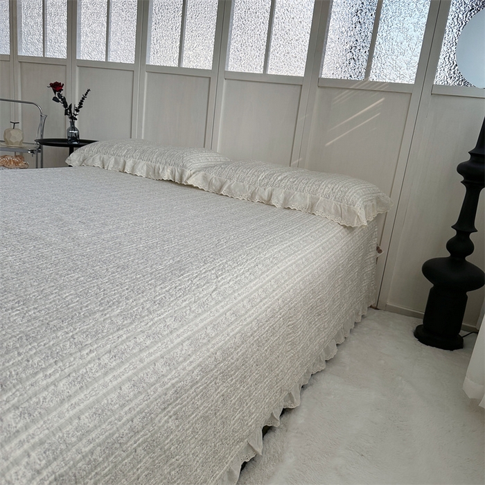 91家纺网 家纺一手货源 找家纺 佰织鑫家居（会员-5元） 2024新款全棉法式棉花床盖三件套 伊甸园