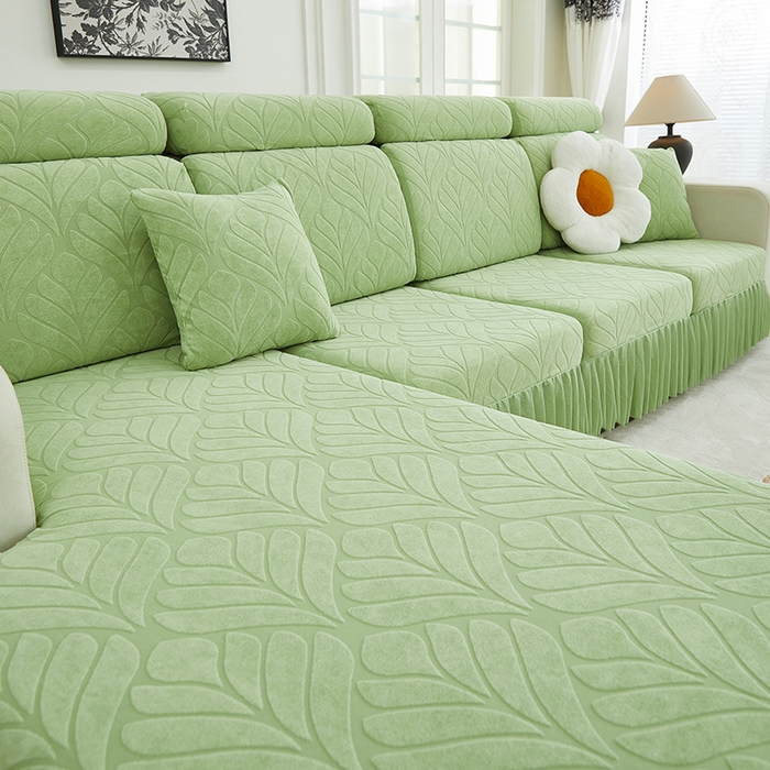 91家纺网 家纺一手货源 找家纺 天下布艺 2024新款沙发笠七叶草系列 浅绿