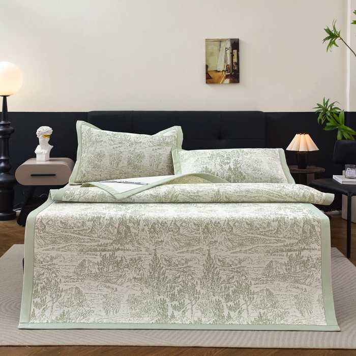 91家纺网 家纺一手货源 找家纺 （总）卡派 2024新款抑菌提花冰丝席-莫奈系列