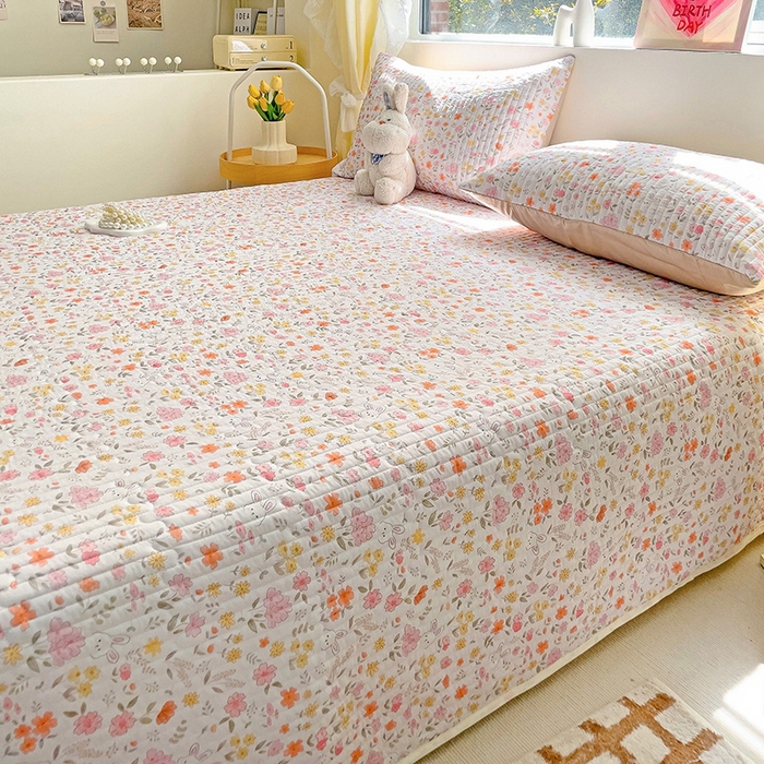 91家纺网 家纺一手货源 找家纺 澳梵家居 2024新款凉感丝软席软凉席床盖夏被四件套件 小花园