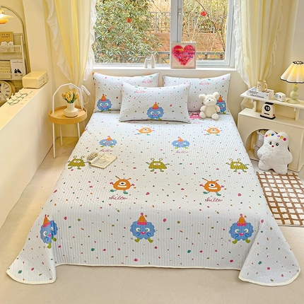 澳梵家居 2024新款凉感丝软席软凉席床盖夏被四件套件 小怪兽