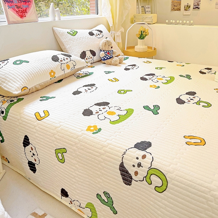 91家纺网 家纺一手货源 找家纺 澳梵家居 2024新款凉感丝软席软凉席床盖夏被四件套件 快乐小狗