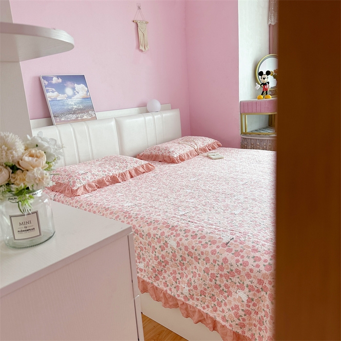 91家纺网 家纺一手货源 找家纺 佰织鑫家居（会员-5元） 2024新款全棉法式棉花床盖三件套 爱情故事