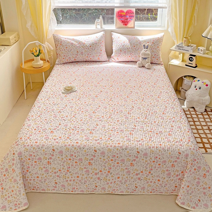 91家纺网 家纺一手货源 找家纺 澳梵家居 2024新款凉感丝软席软凉席床盖夏被四件套件 小花园