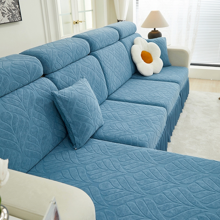 91家纺网 家纺一手货源 找家纺 天下布艺 2024新款沙发笠七叶草系列 天蓝