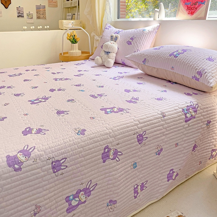 91家纺网 家纺一手货源 找家纺 澳梵家居 2024新款凉感丝软席软凉席床盖夏被四件套件 调皮兔