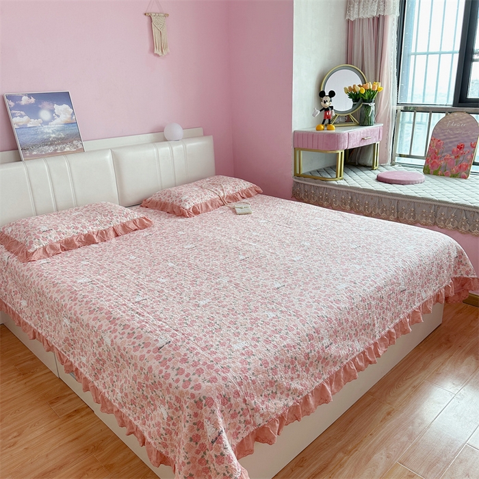 91家纺网 家纺一手货源 找家纺 佰织鑫家居（会员-5元） 2024新款全棉法式棉花床盖三件套 爱情故事