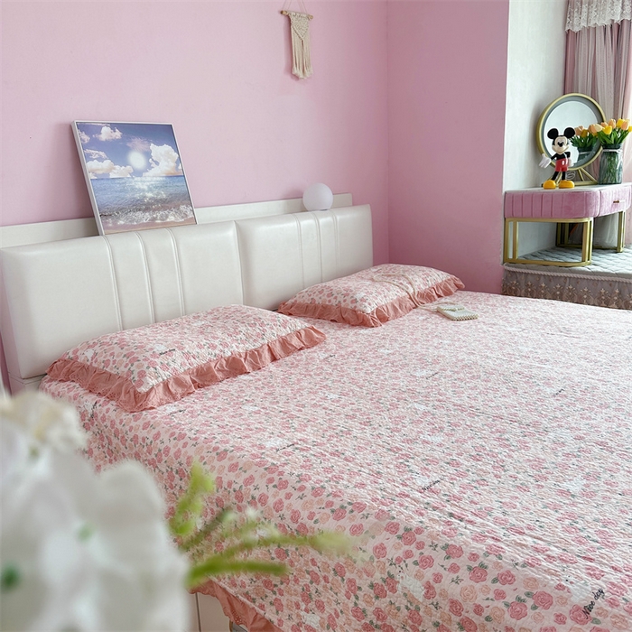 91家纺网 家纺一手货源 找家纺 佰织鑫家居（会员-5元） 2024新款全棉法式棉花床盖三件套 爱情故事