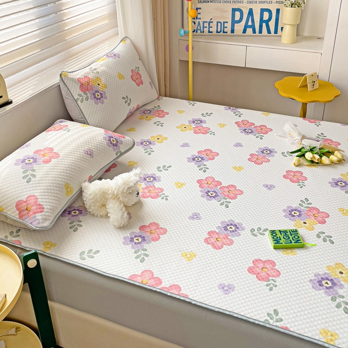 91家纺网 家纺一手货源 找家纺 大柏树 2025新款A类印花豆豆凉席 床笠款 樱花语