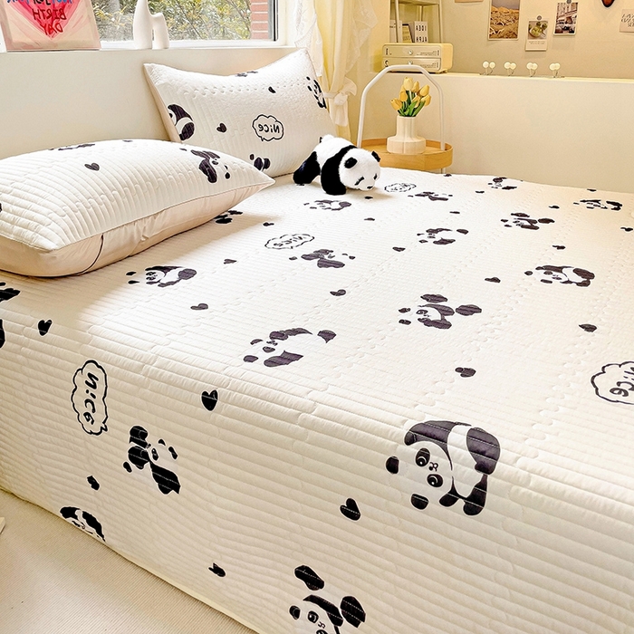 91家纺网 家纺一手货源 找家纺 澳梵家居 2024新款凉感丝软席软凉席床盖夏被四件套件 小熊猫