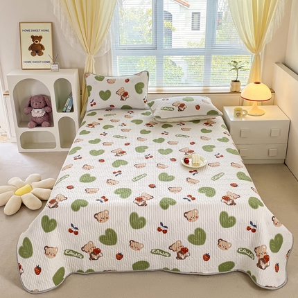 91家纺网 家纺一手货源 找家纺 缦卡琳 2024新款有氧泡泡棉床盖系列 甜心绿