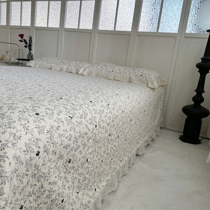91家纺网 家纺一手货源 找家纺 佰织鑫家居（会员-5元） 2024新款全棉法式棉花床盖三件套 南法假日