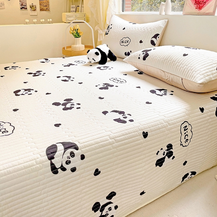 91家纺网 家纺一手货源 找家纺 澳梵家居 2024新款凉感丝软席软凉席床盖夏被四件套件 小熊猫