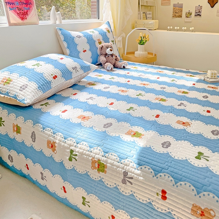 91家纺网 家纺一手货源 找家纺 澳梵家居 2024新款凉感丝软席软凉席床盖夏被四件套件 蓝色梦幻