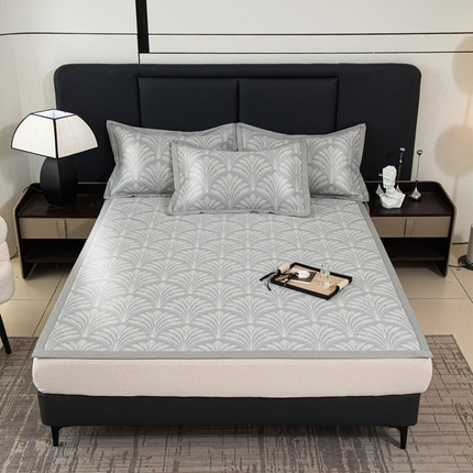 91家纺网 家纺一手货源 找家纺 昊川家纺 2025新款A类提花真冷感PE凉豆豆古法汉方养生凉席 扇形-灰