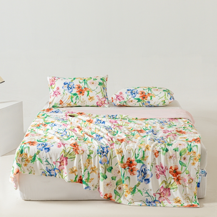 91家纺网 家纺一手货源 找家纺 佳居缘 发2024新款A类印花冰氨凉感夏被 春天里