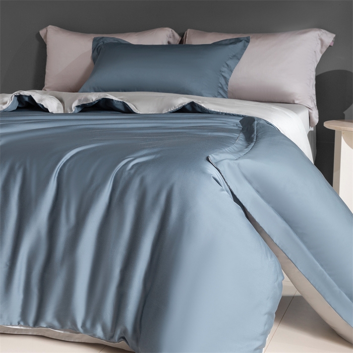 91家纺网 家纺一手货源 找家纺 卡派 2024新款奥地利 兰精纯色天丝四件套 甘蓝