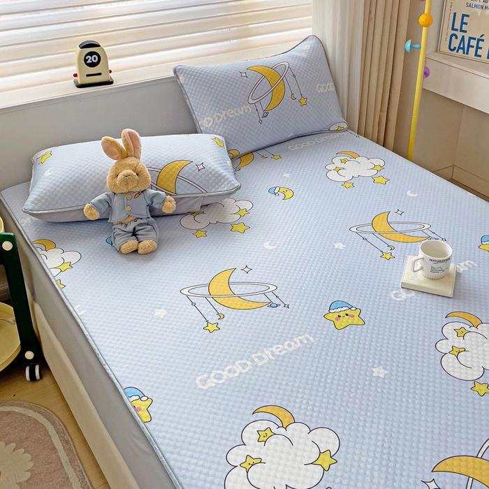 91家纺网 家纺一手货源 找家纺 大柏树 2025新款A类印花豆豆凉席 床笠款 星月夜