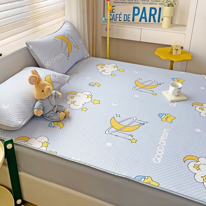 91家纺网 家纺一手货源 找家纺 大柏树 2025新款A类印花豆豆凉席 床笠款 星月夜