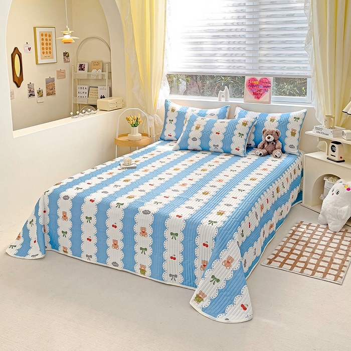 91家纺网 家纺一手货源 找家纺 澳梵家居 2024新款凉感丝软席软凉席床盖夏被四件套件 蓝色梦幻