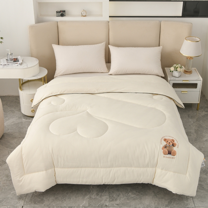 91家纺网 家纺一手货源 找家纺 居易简 2025新款直播华夫格大豆被纤维被冬被春秋被夏被被子被芯 波奇熊