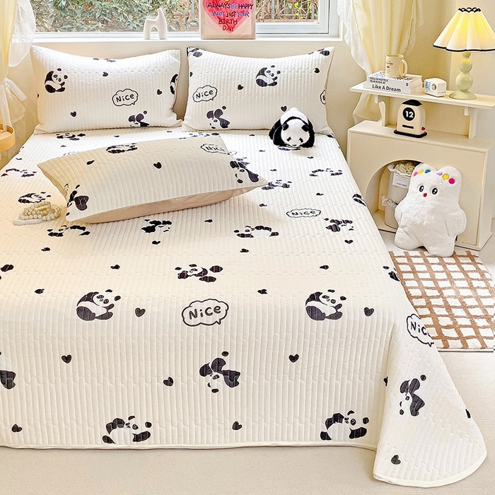 91家纺网 家纺一手货源 找家纺 澳梵家居 2024新款凉感丝软席软凉席床盖夏被四件套件 小熊猫