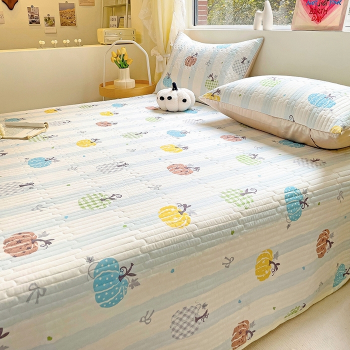 91家纺网 家纺一手货源 找家纺 澳梵家居 2024新款凉感丝软席软凉席床盖夏被四件套件 南瓜趣事