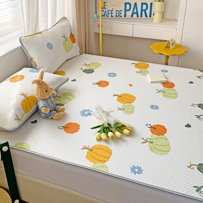 91家纺网 家纺一手货源 找家纺 大柏树 2025新款A类印花凉豆豆冰豆豆床席款凉席 小南瓜