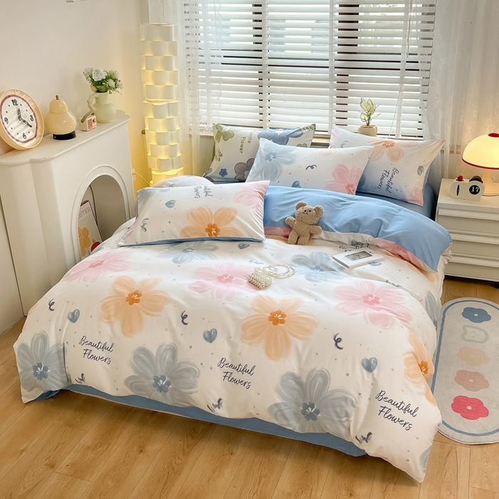 91家纺网 家纺一手货源 找家纺 宜家坊 2024新款12868全棉小清新四件套慕夏