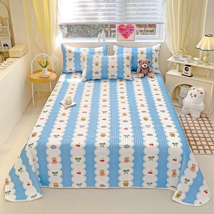 91家纺网 家纺一手货源 找家纺 澳梵家居 2024新款凉感丝软席软凉席床盖夏被四件套件 蓝色梦幻