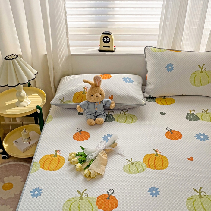 91家纺网 家纺一手货源 找家纺 大柏树 2025新款A类印花凉豆豆冰豆豆床席款凉席 小南瓜