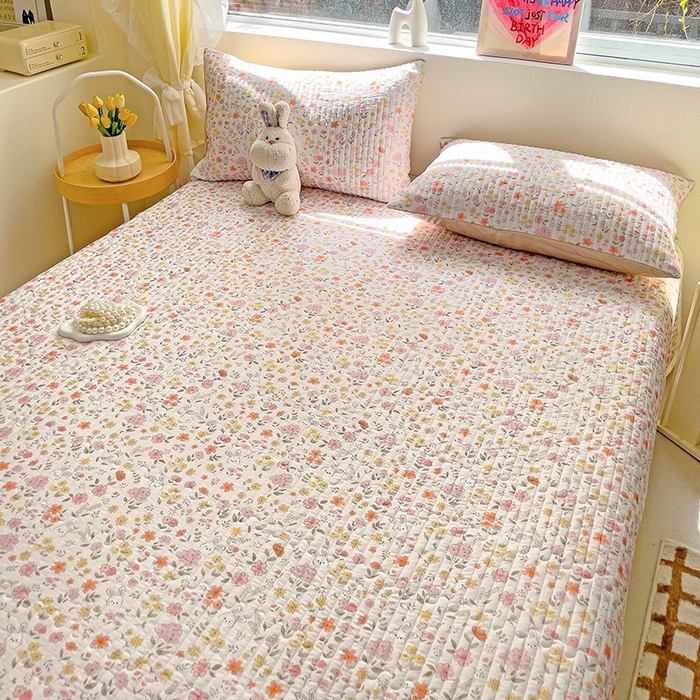 91家纺网 家纺一手货源 找家纺 澳梵家居 2024新款凉感丝软席软凉席床盖夏被四件套件 小花园