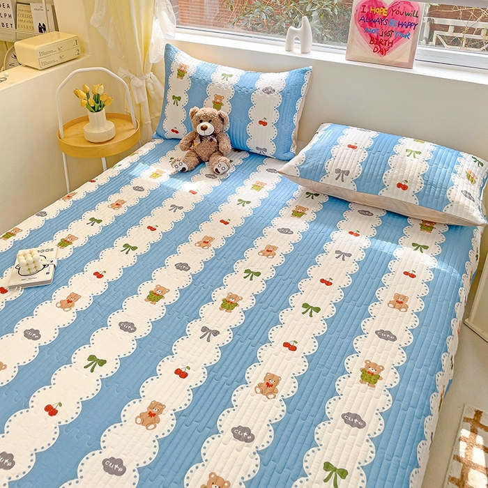 91家纺网 家纺一手货源 找家纺 澳梵家居 2024新款凉感丝软席软凉席床盖夏被四件套件 蓝色梦幻